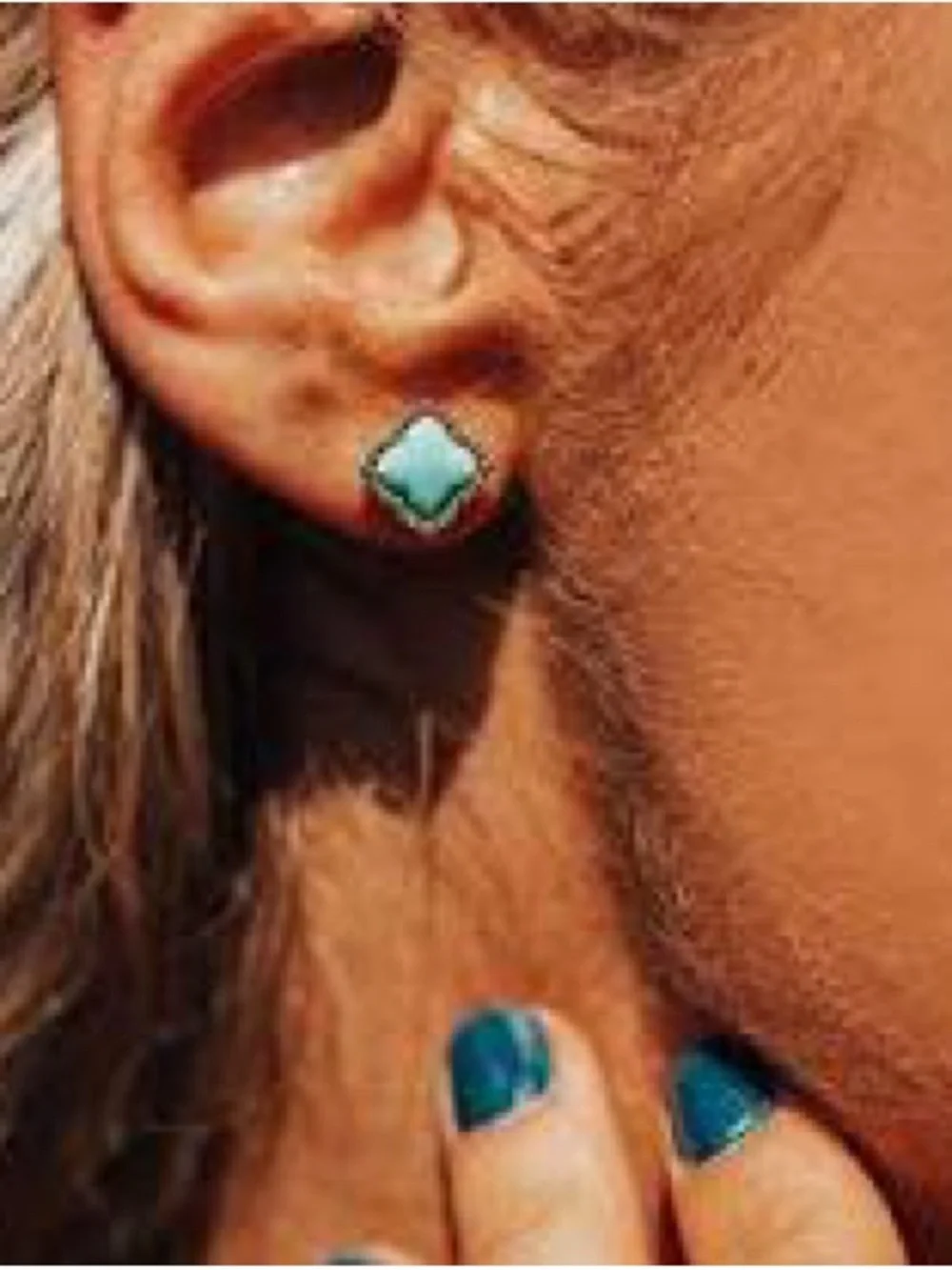 Kendra Scott “Mallory” Stud Earrings in Variegated Turquoise Magnesite